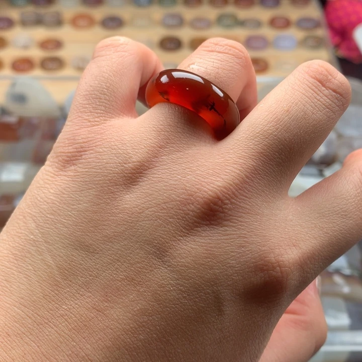 玛瑙/玉髓未镶嵌戒指18.7圈口
