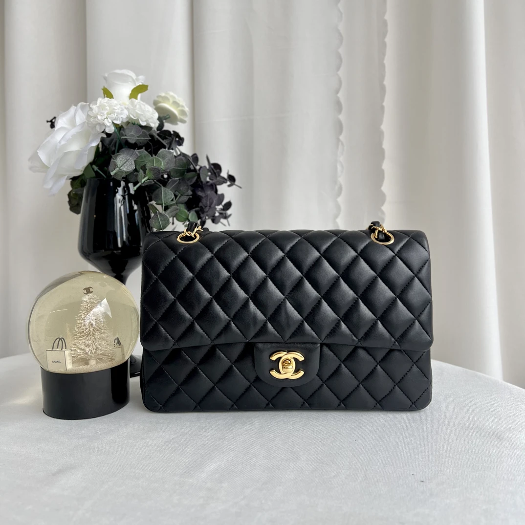 99新 Chanel/香奈儿 香奈儿黑金cf中号单肩斜挎包 23开带卡