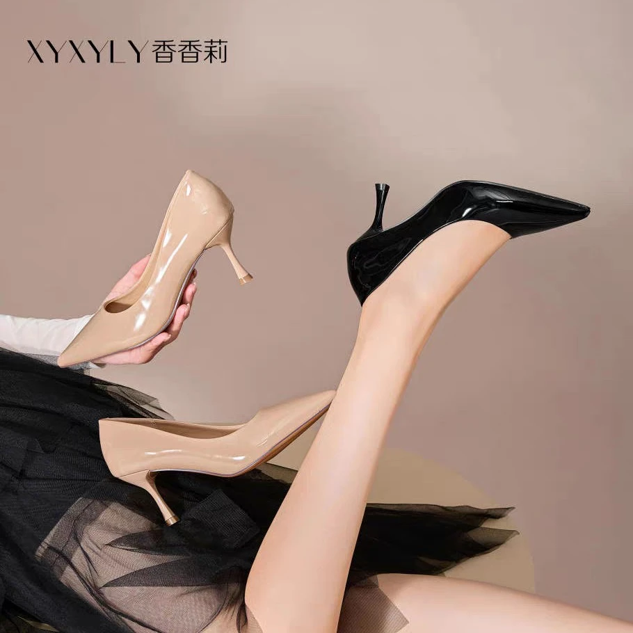 香香莉女鞋30655漆皮高跟鞋秋2025新款正装细跟职业通勤鞋不累脚