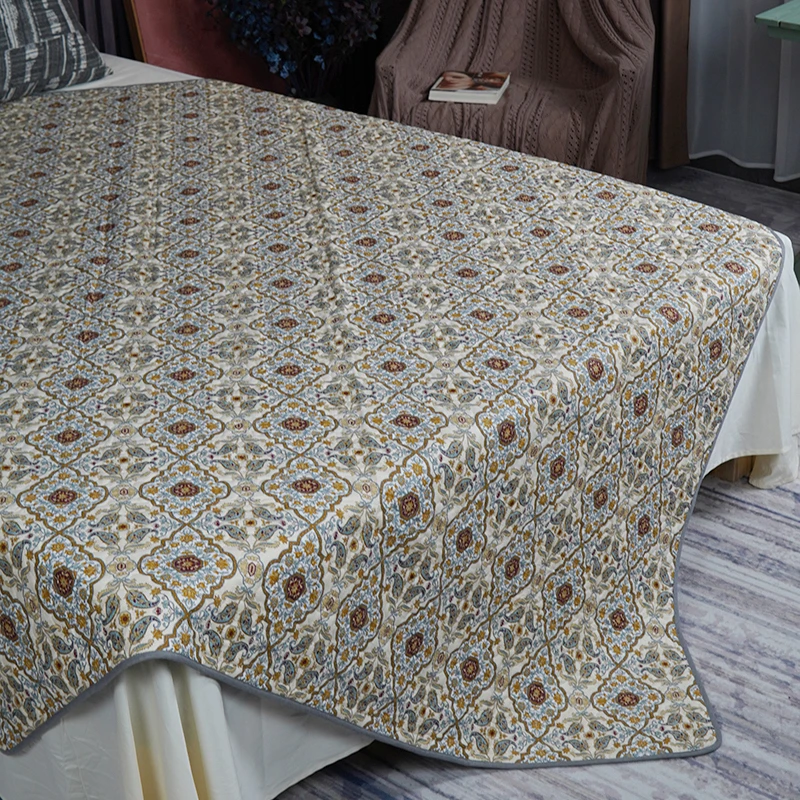 复古风床盖纯棉亲肤夹棉垫子透气水洗吸汗隔油防滑隔脏垫沙发垫