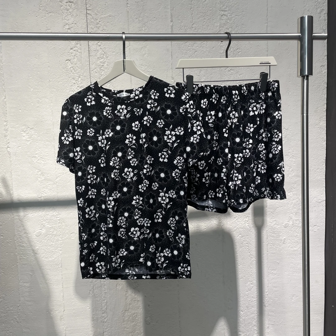 夏季女士家居服套装短袖短裤两件套宽松速干圆领短袖短裤睡衣6402