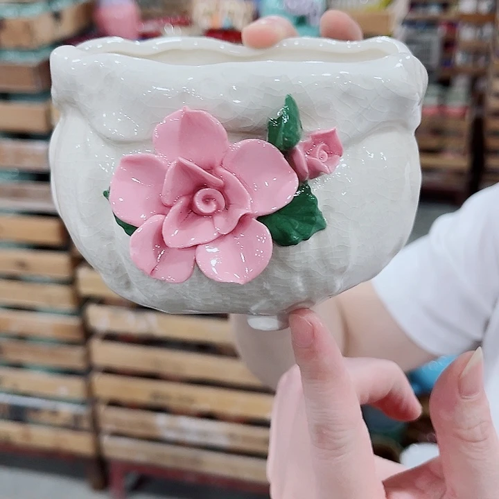 有孔，凑10元包邮陶瓷花盆发货！