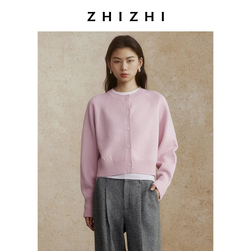 致知 太常引 圆领针织小开衫女2024冬季新款休闲宽ZZ2DWKG0083