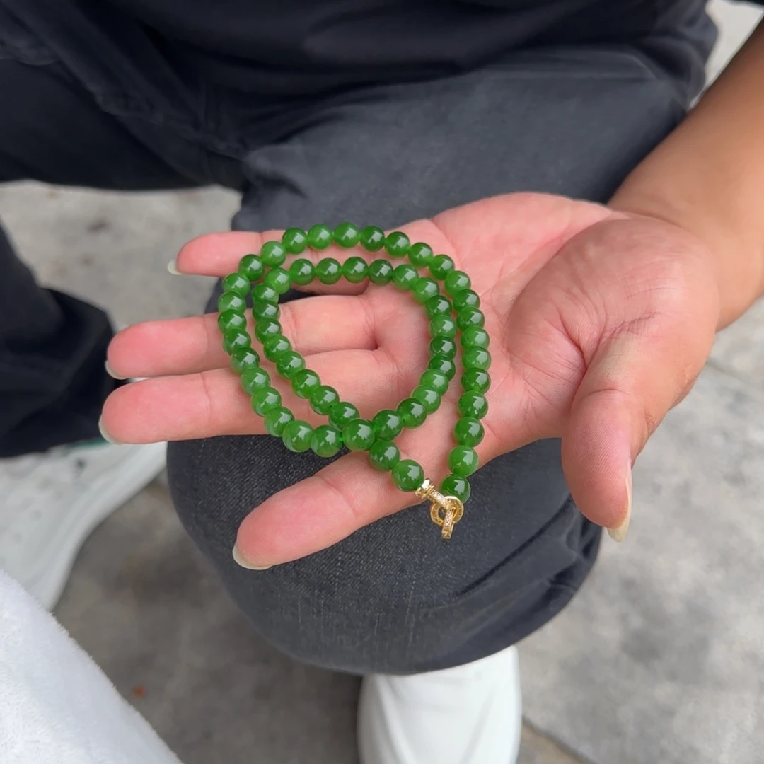 颈饰未镶嵌和田玉俄碧D绿卡8