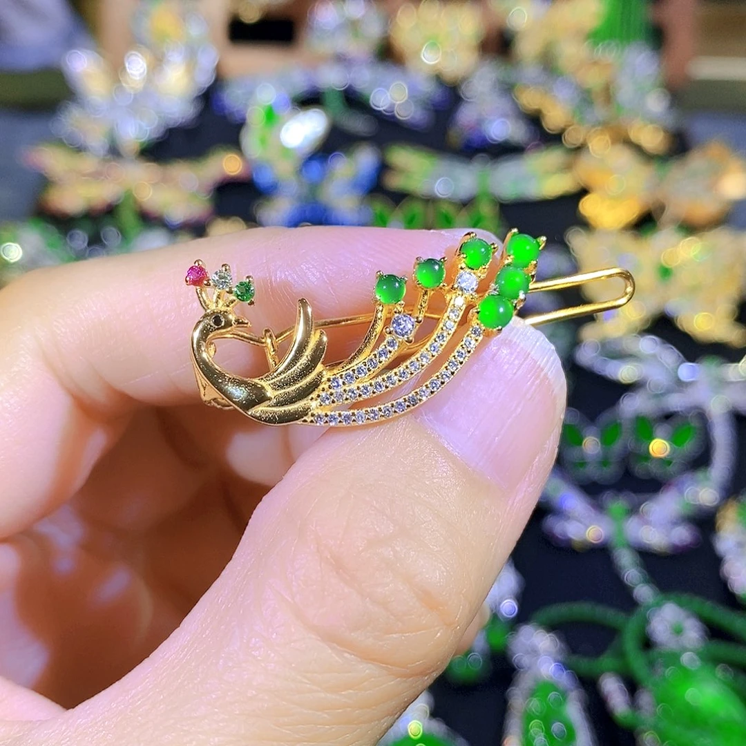 吊坠(不含链)银S925镶嵌翡翠