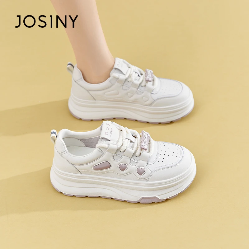 卓诗尼小个子增高休闲板鞋女2025秋季新款拼色系带软底百搭女鞋