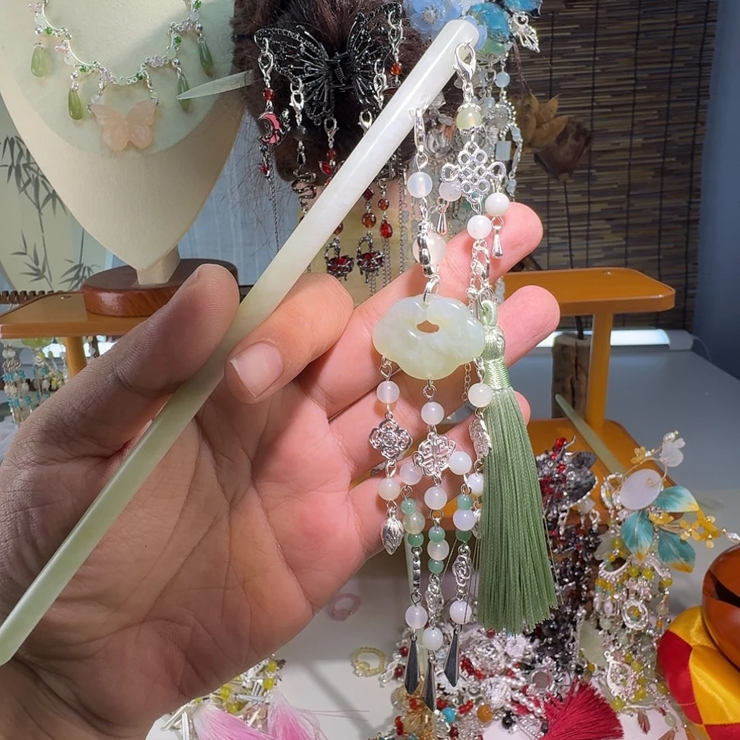 蛇纹石玉合金发饰