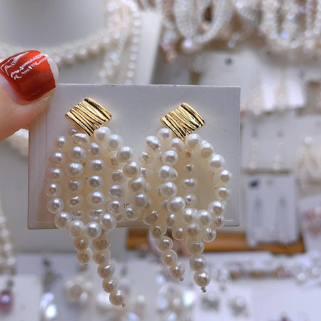 银S925镶嵌耳饰淡水珍珠圆***肉