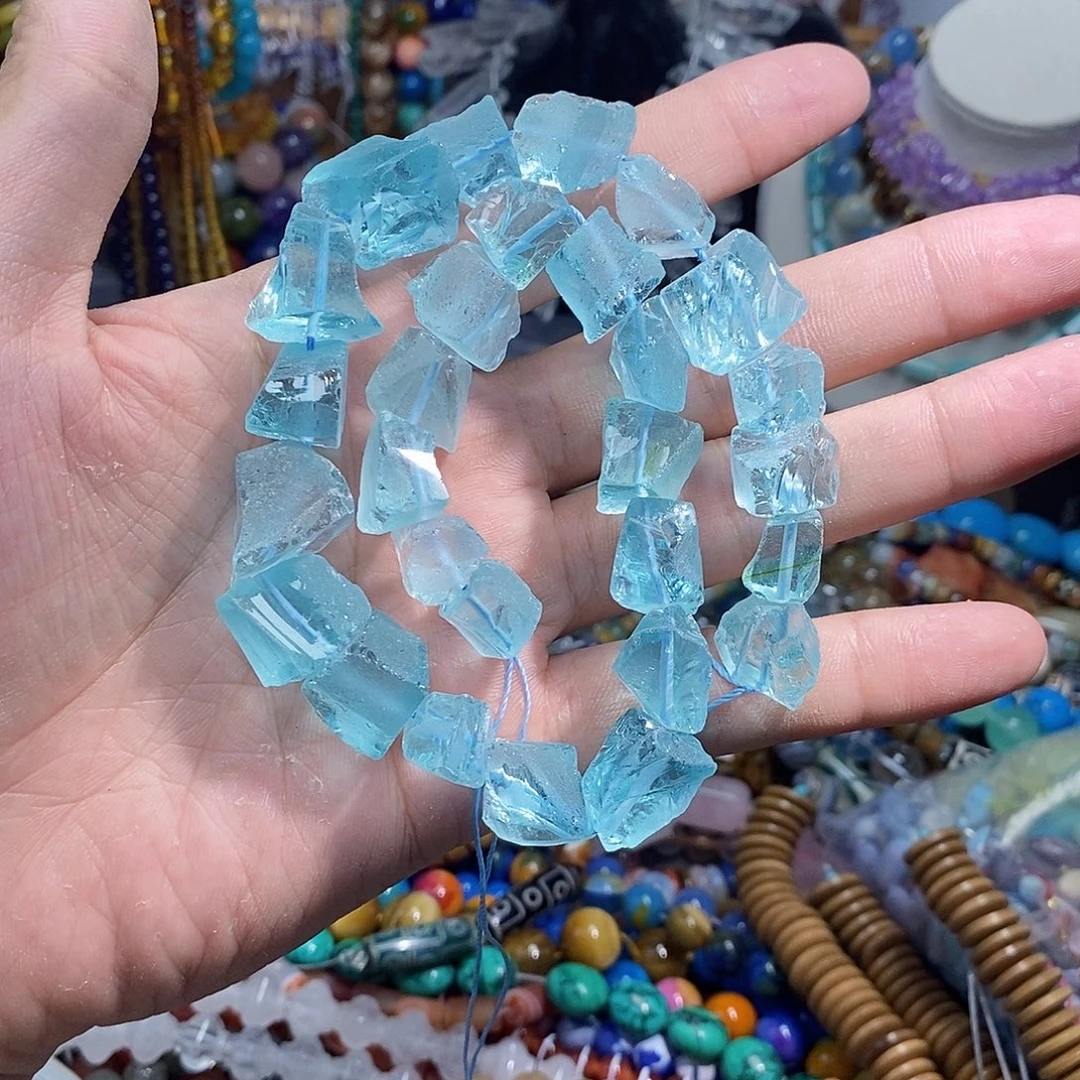 石英质玉未镶嵌，海蓝随行15mm，