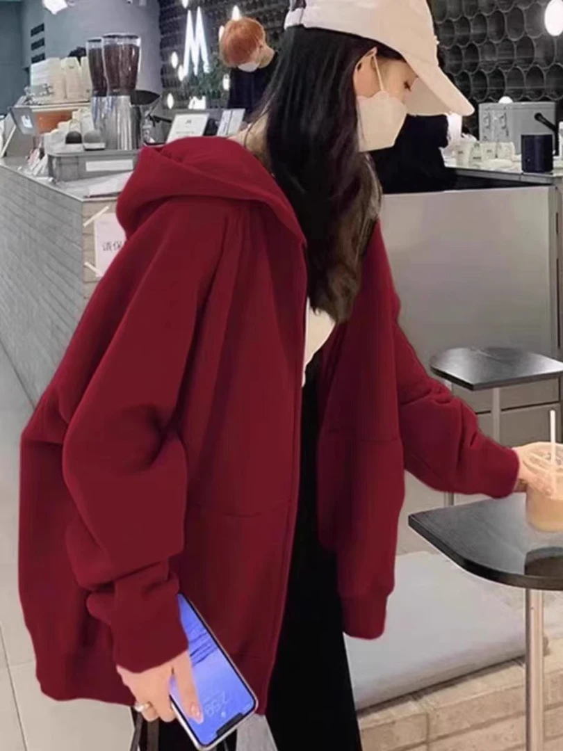 穿搭连帽开衫卫衣女2025秋季新款大码宽松红外套上衣