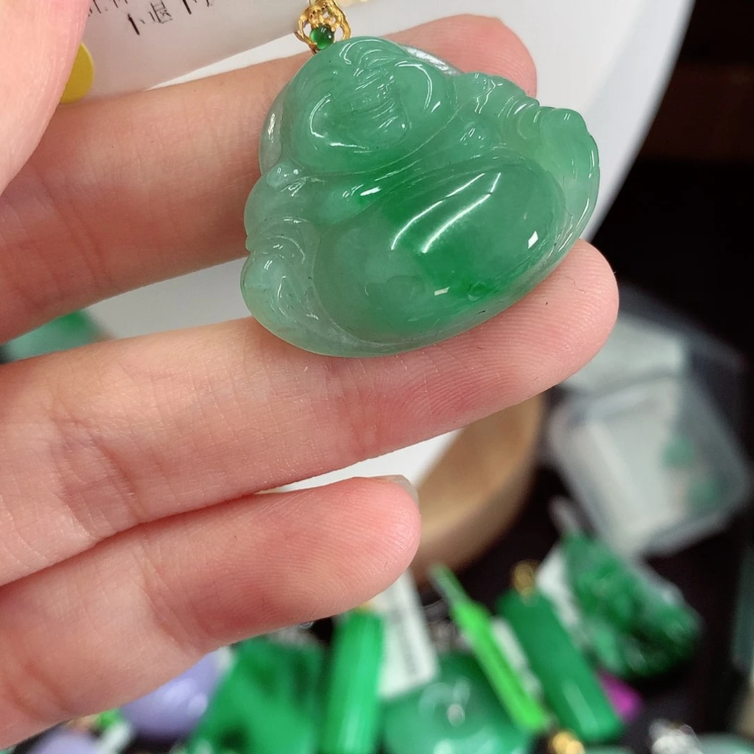 翡翠18K金镶嵌吊坠(不含链)