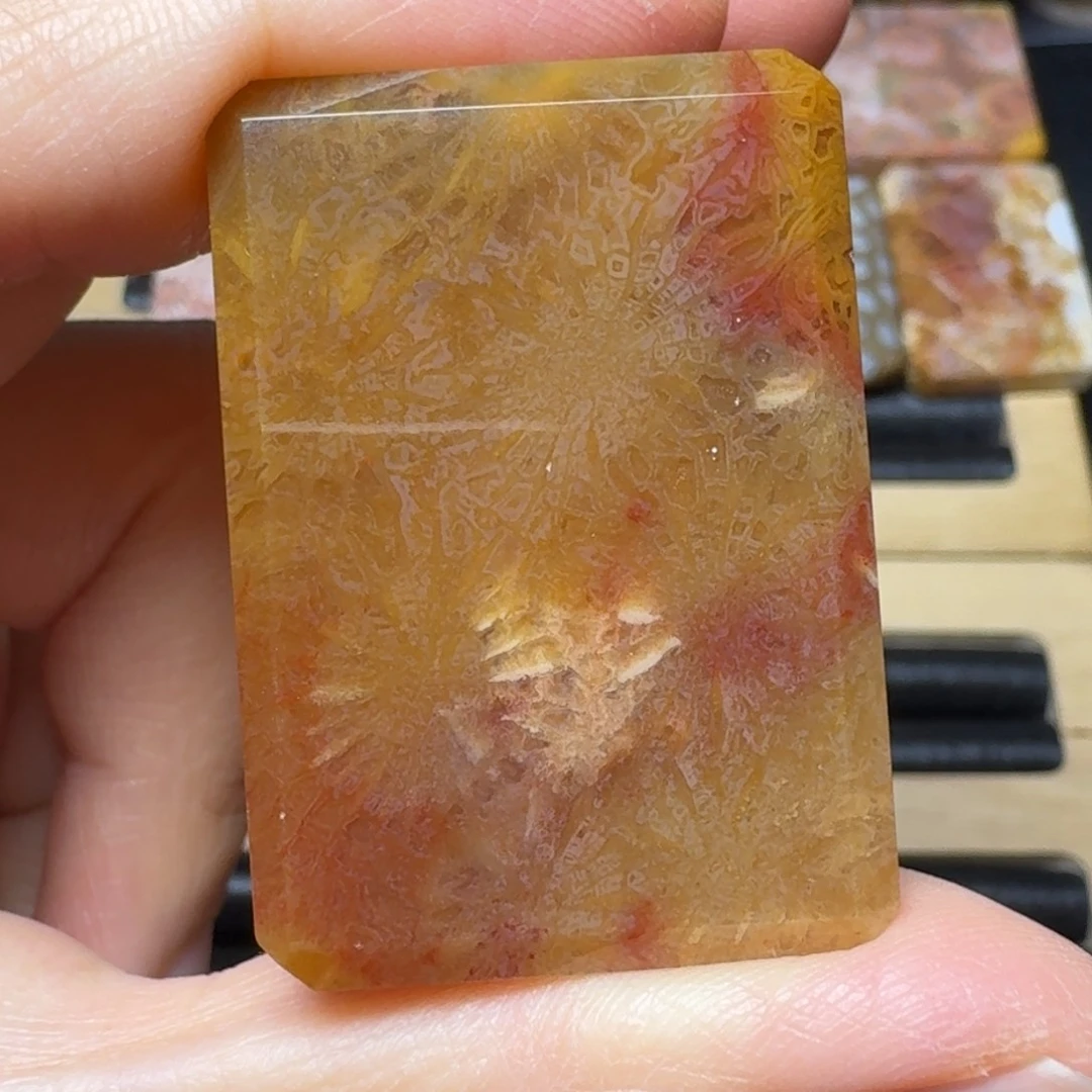 硅化玉糖红大花，可盘未镶嵌