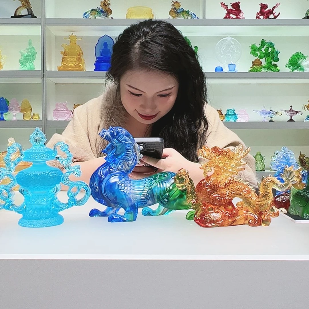 【闪购商品】手工艺品琉璃明**光八吉祥➕龙➕貔貅