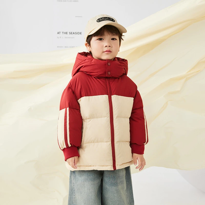 撞色中长款泡泡服外套#44183443保暖秋冬冬季