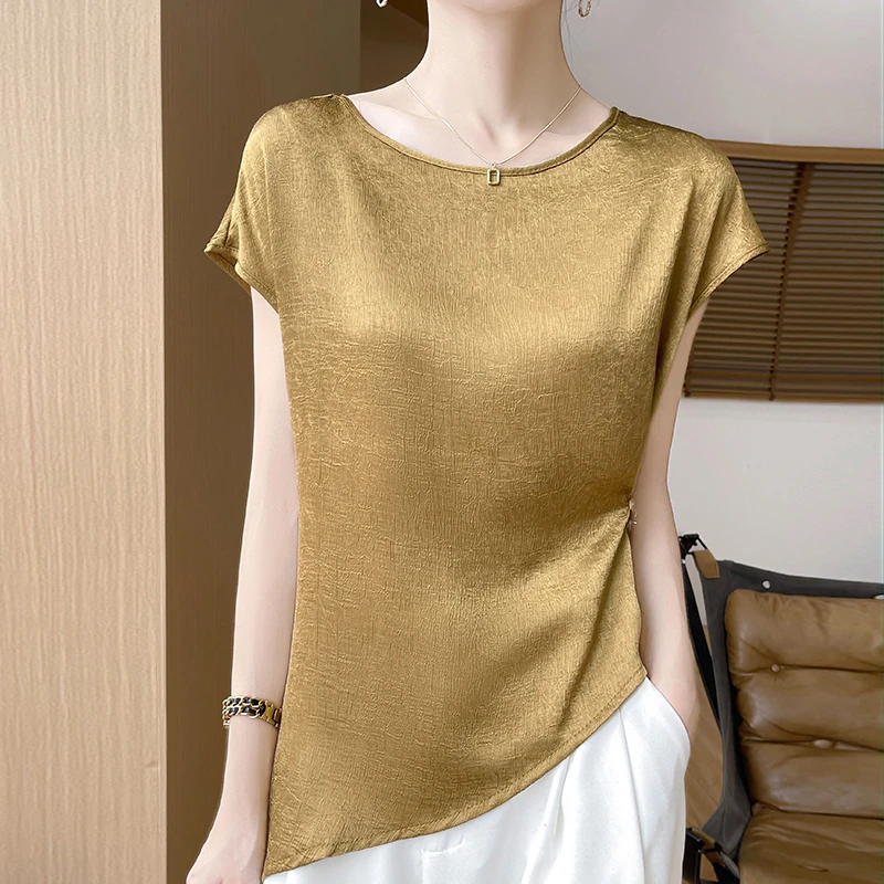 法式丝滑缎面衬衫女轻薄宽松百搭小衫夏季新款设计感轻奢休闲上衣