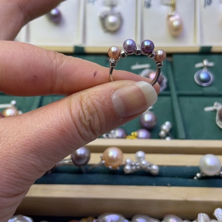 淡水珍珠戒指银S925镶嵌