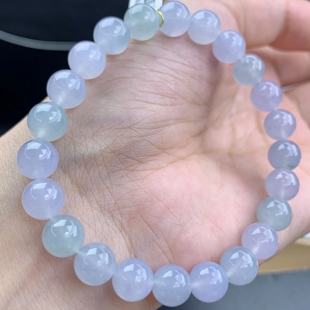 缅甸A货翡翠冰紫罗兰色圆珠手链手串单圈5FC3T5卡8mm