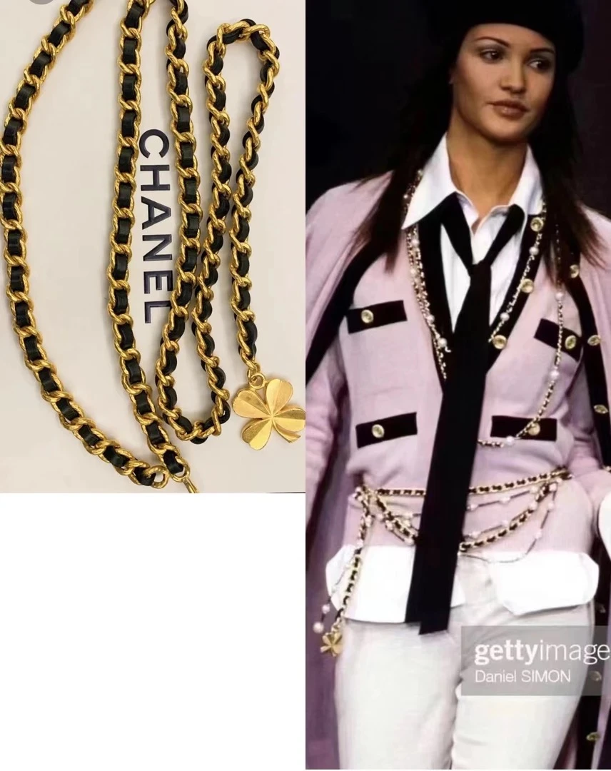 95新 Chanel/香奈儿 Chanel vintage香奈儿中古四叶草皮穿腰链