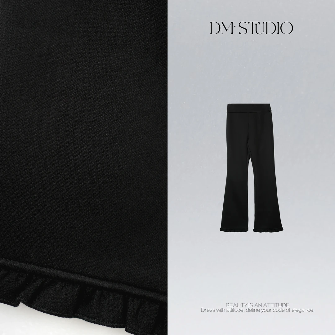 DEDM•STUDIO/时尚百搭显瘦气质精致感加绒微喇长裤2510KZ/QQ90539