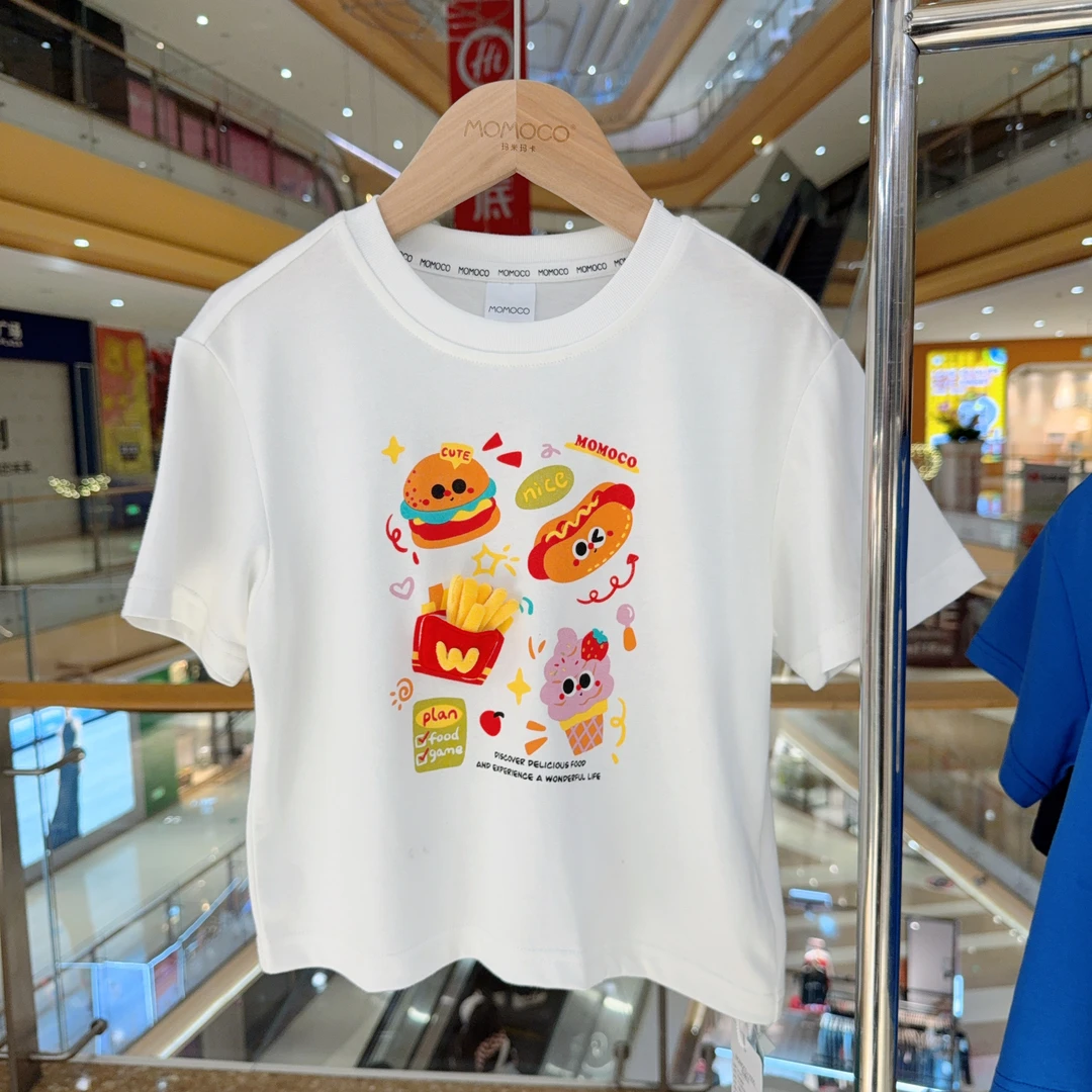 MOMOCO【汉堡薯条】男童短袖T恤2025夏季圆领韩系短袖77230235095