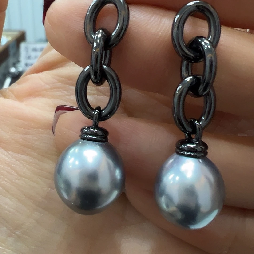 海水珍珠耳饰银S925镶嵌