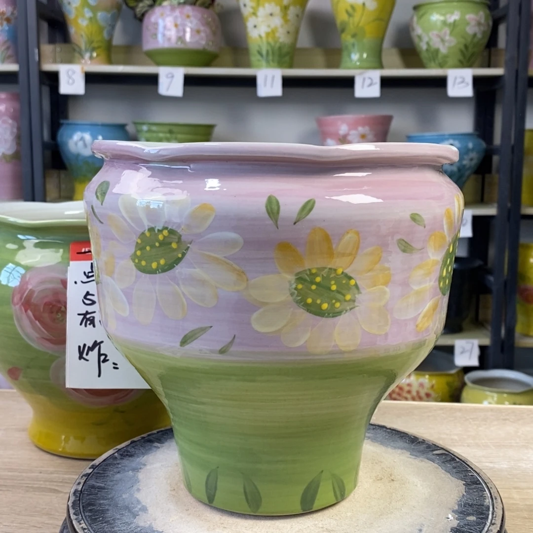 景德镇手工手绘陶瓷花盆