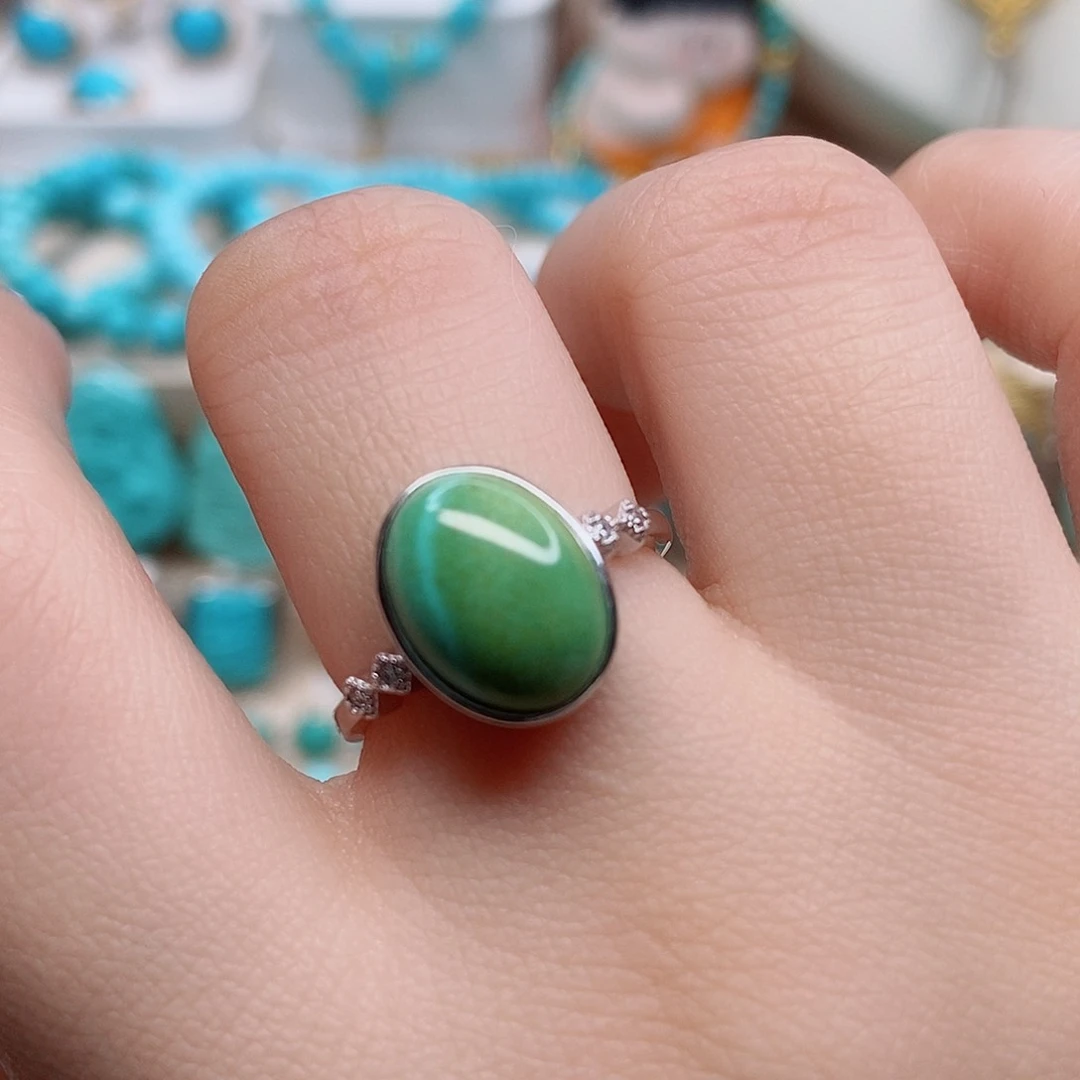 绿松石戒指银S925镶嵌