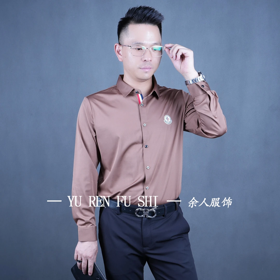 J5808男士秋季长袖衬衫休闲商务时尚百搭上班通勤简约潮流衬衣男