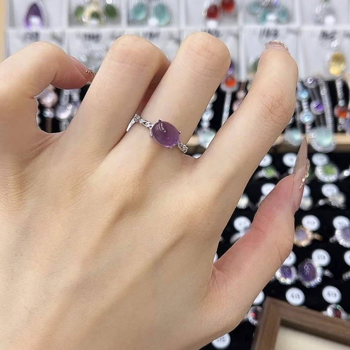 紫晶戒指银S925镶嵌