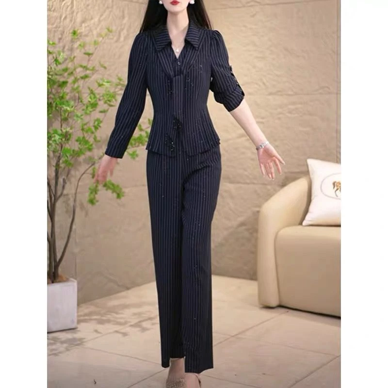 秋季新款气质优雅时尚大方设计感轻奢高贵收腰显瘦两件套套装