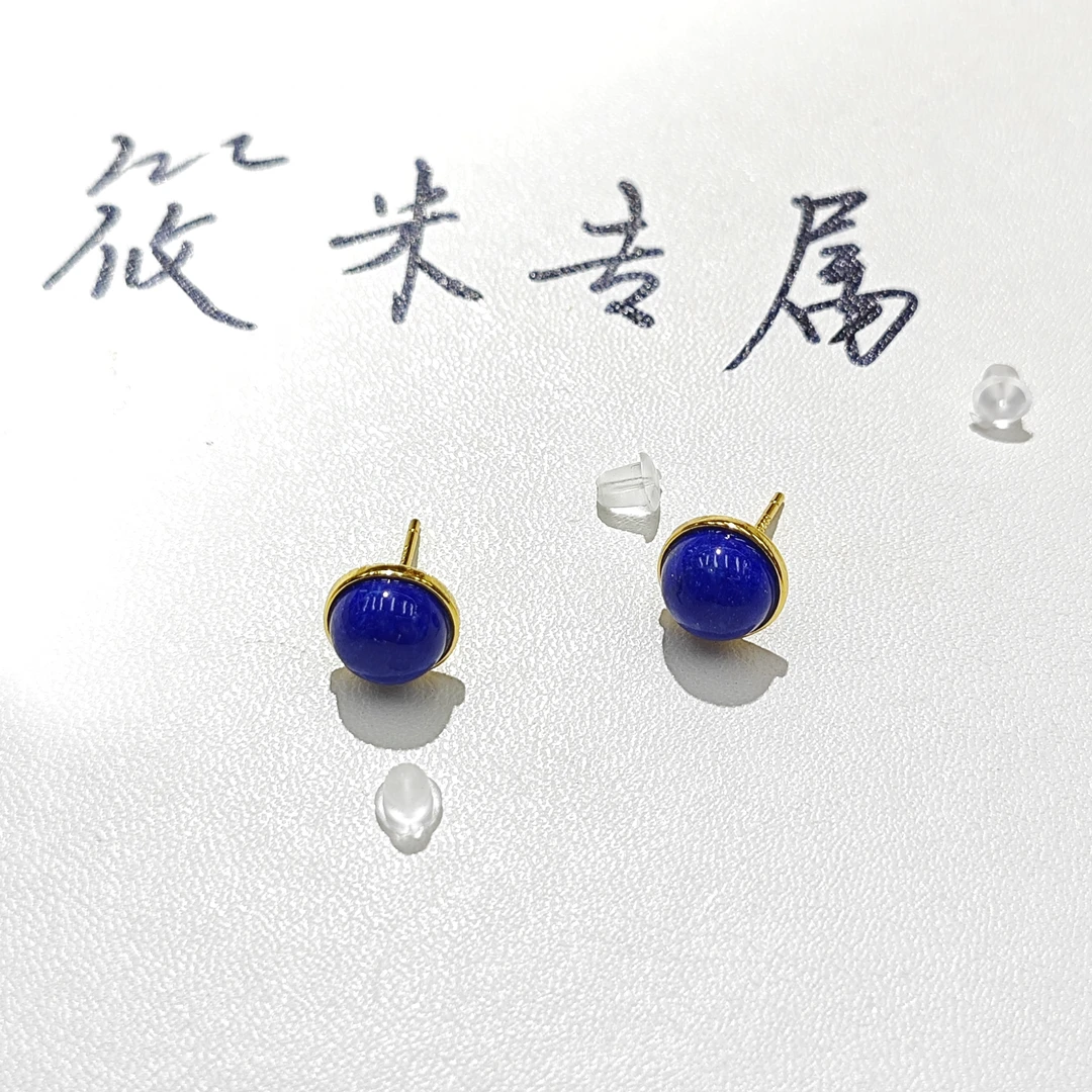 925银耳饰 蓝色装饰银耳钉J018 jrf