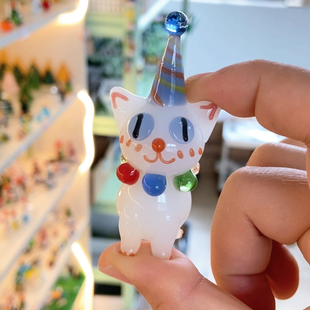 琉璃手工艺品彩珠猫