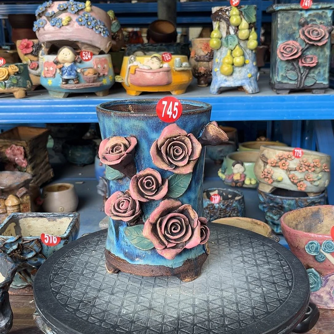 745 号手工花盆陶然花器