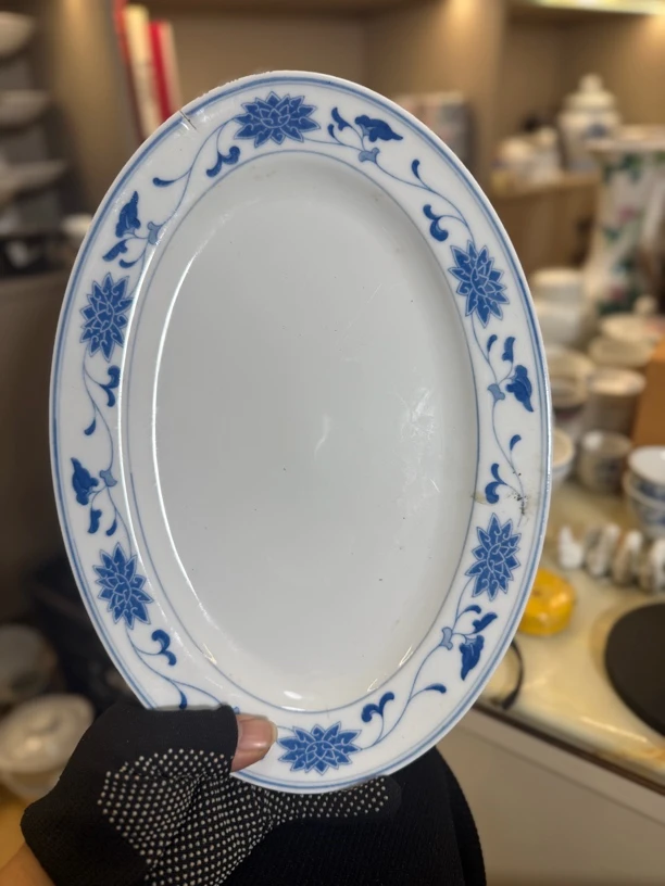 醴陵139釉下五彩鱼盘 有窑裂