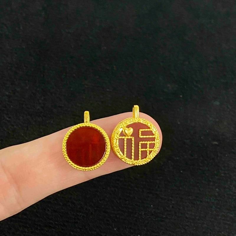 【小魏总粉丝专属】18K福字玛瑙吊坠-14*4mm