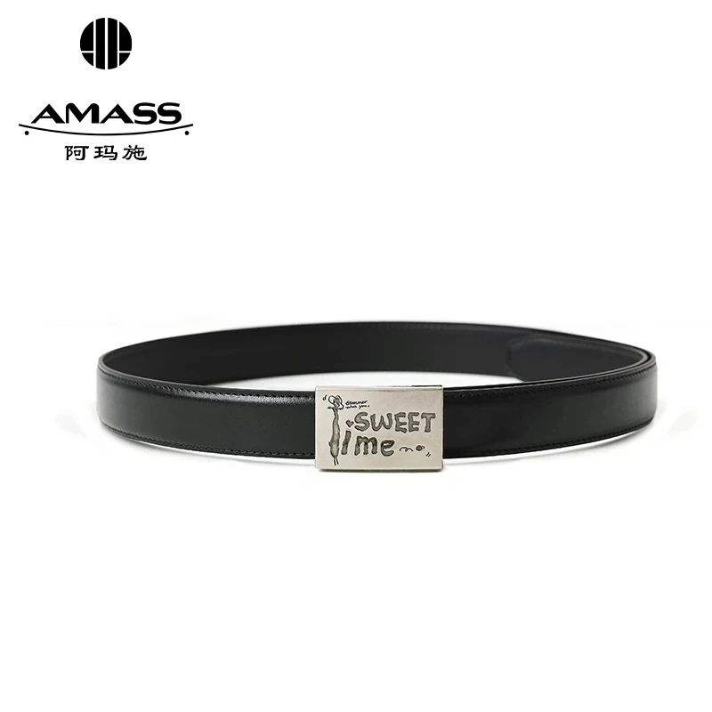 AMASS/阿玛施新款经典简约通勤百搭方块宽腰带服装穿搭配饰590044