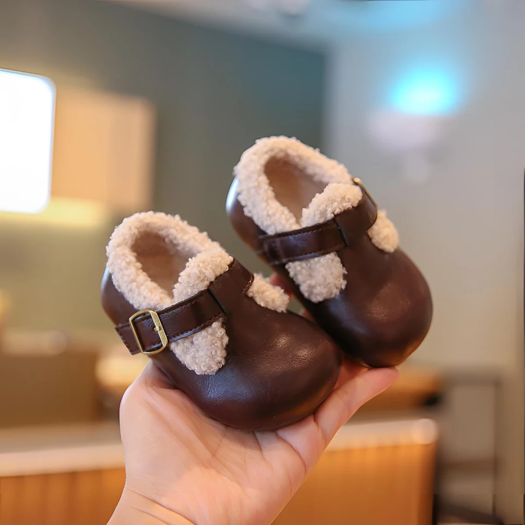 宝宝皮面勃肯鞋秋冬防滑时尚小童鞋子女童婴儿软底复古幼儿学步鞋