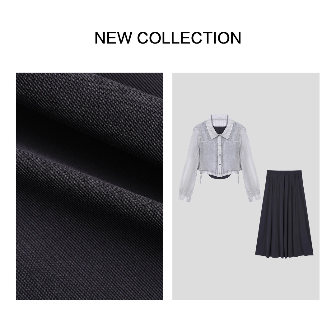 【芳芳专属】D5F36169B 春新款 灰色三件套 上衣背心短裙组合