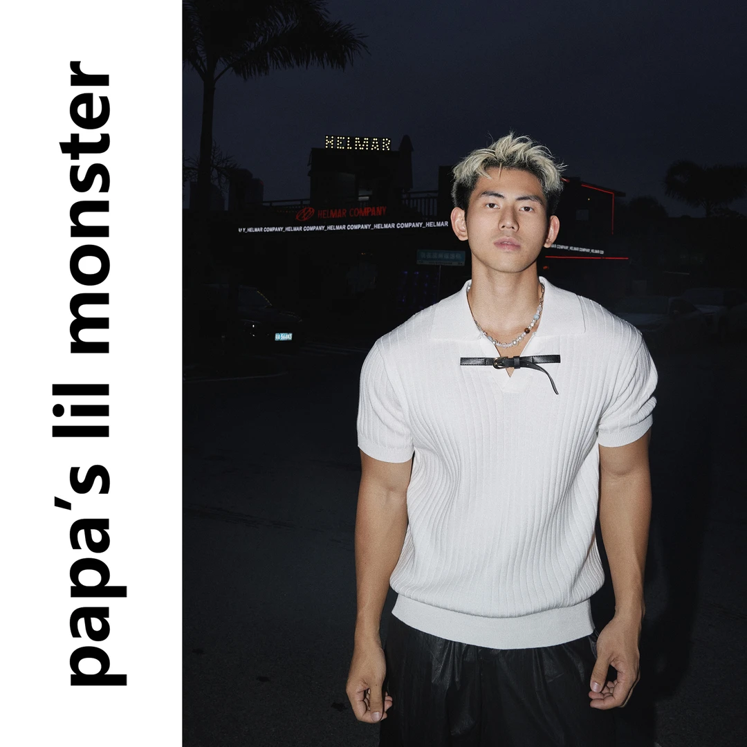 PAPASLILMONSTER【原创】轻奢皮革扣带clean-fit新钱风短袖T恤男