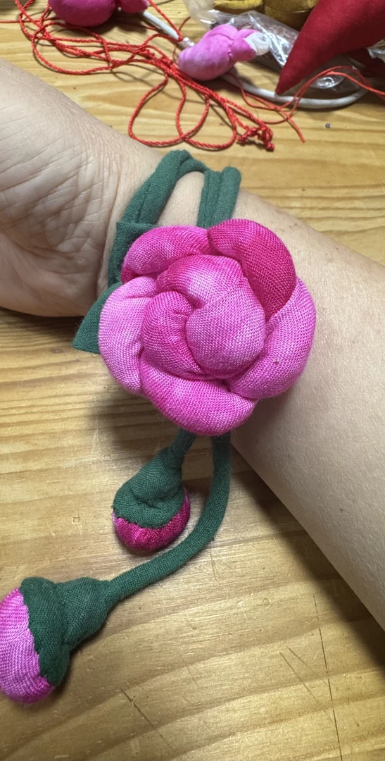 手工布艺蔷薇花，端午节饰品