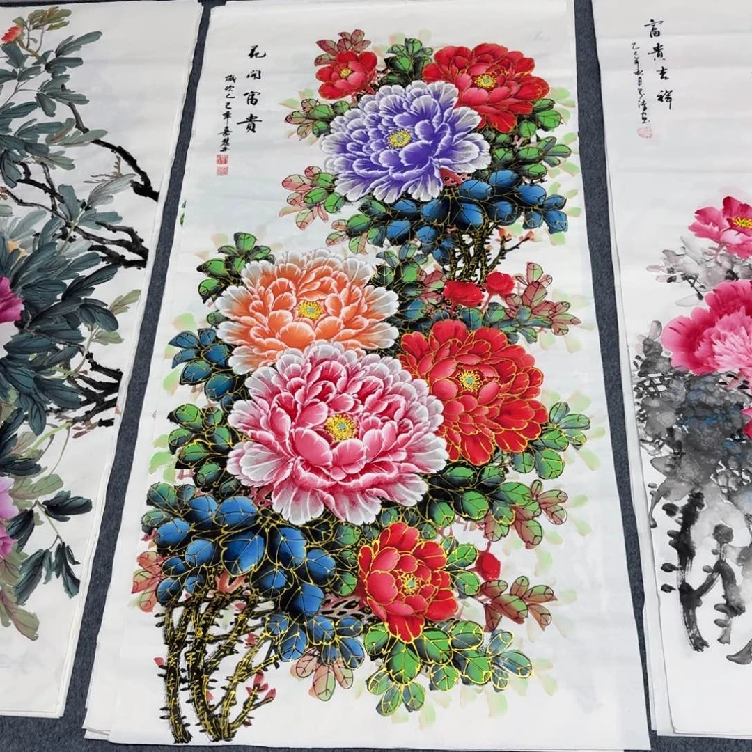 梦***翔国画四尺尺寸70X140纯手绘作品