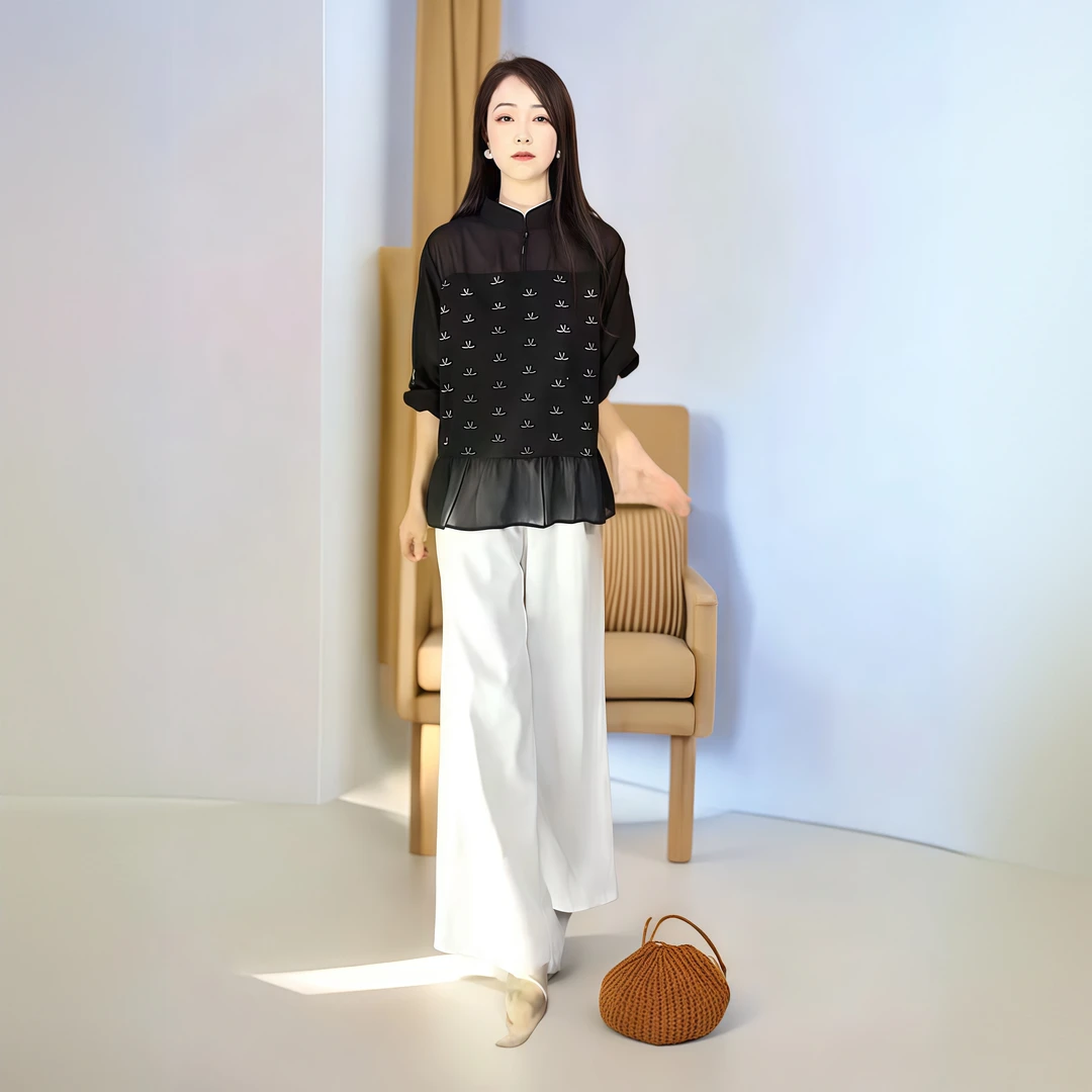 气质时尚百搭宽松设计感夏季休闲洋气轻奢烫砖上衣G302