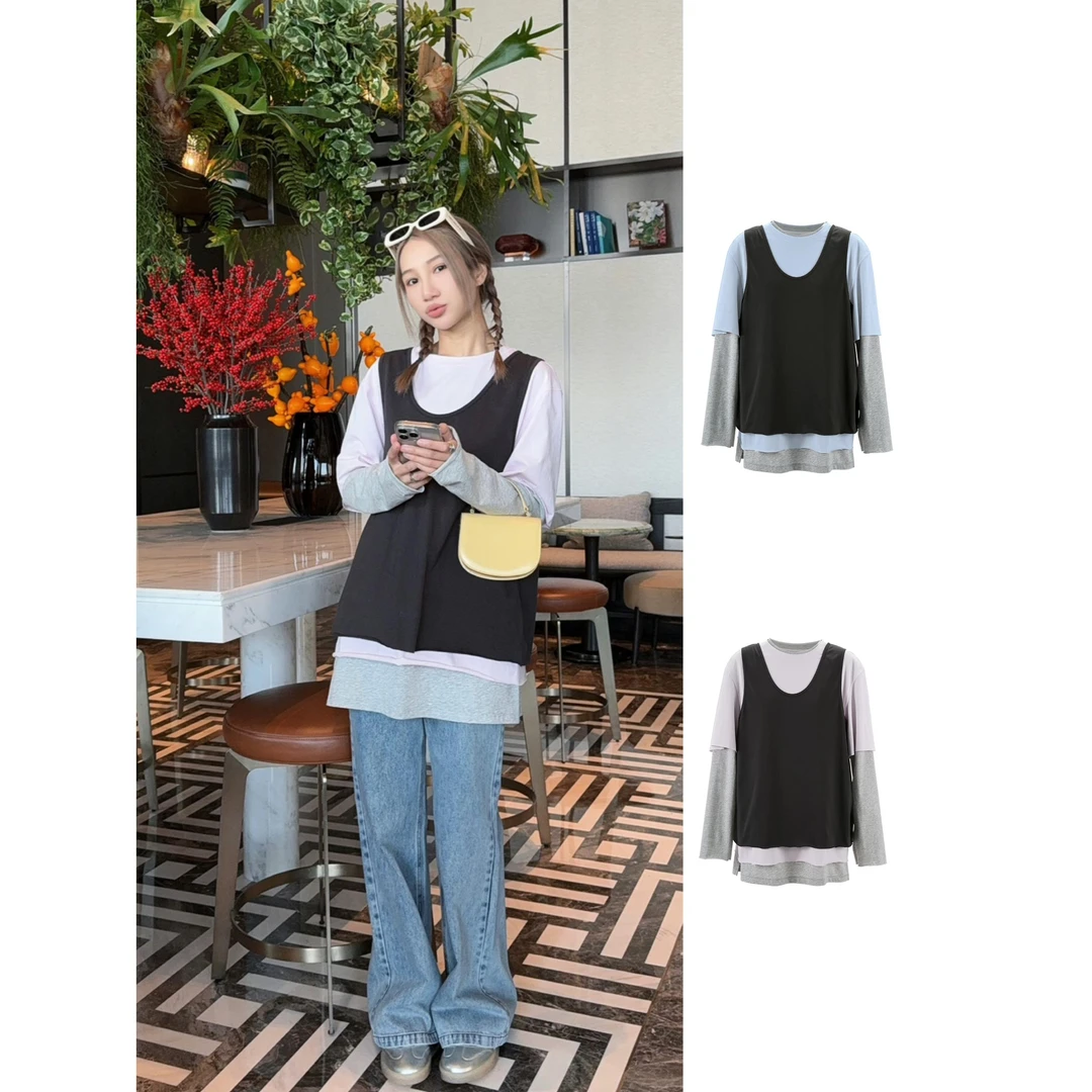 YOEYYOU2025春三件式层叠撞色T恤女1899dopdop买手店