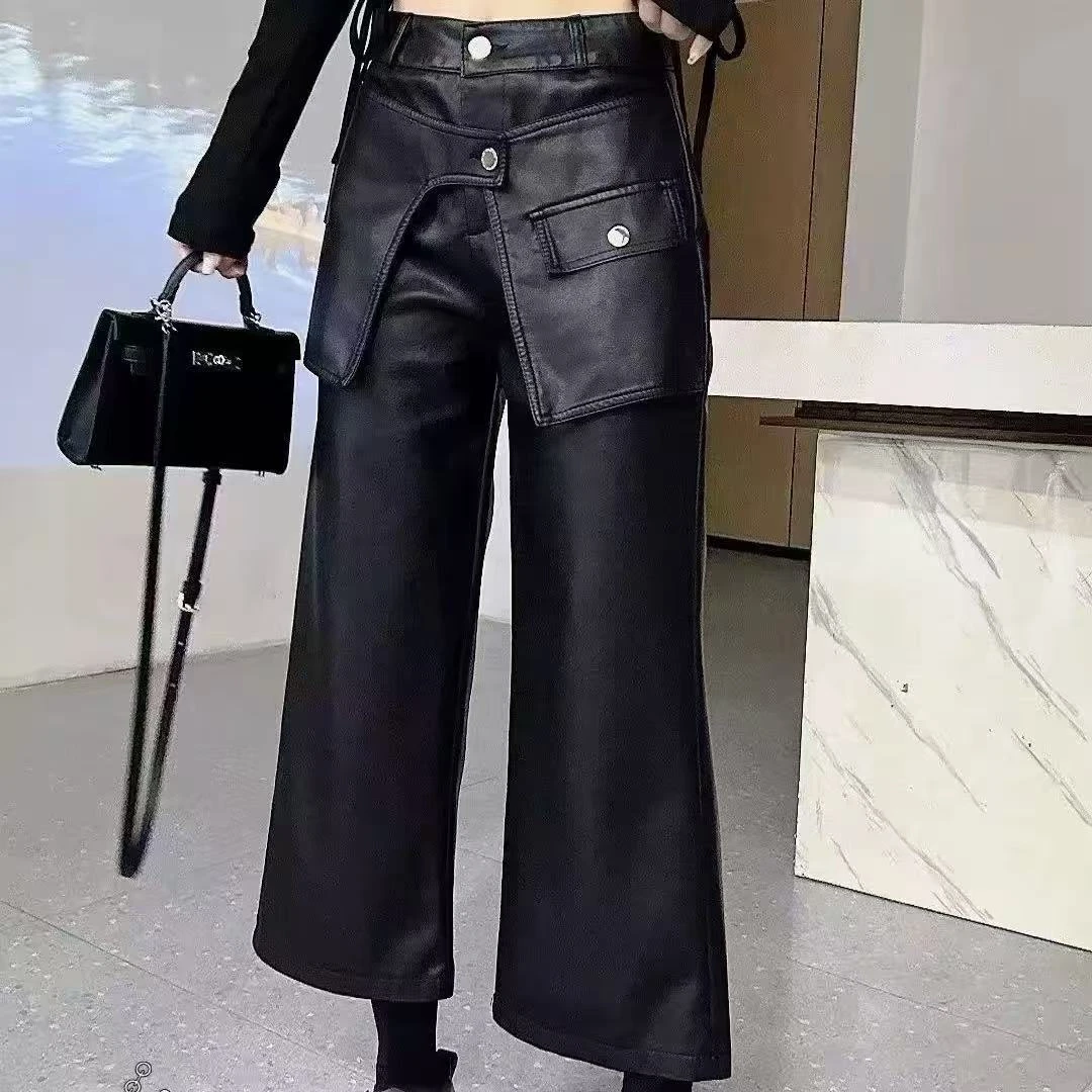 2025秋季新款时尚宽松休闲百搭腰封洋气假两件九分裤1275