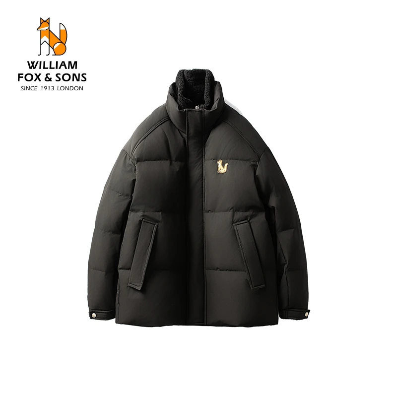 高密防钻绒科技布皮毛一体拼接假两件防风立领保暖冬季加厚羽绒服