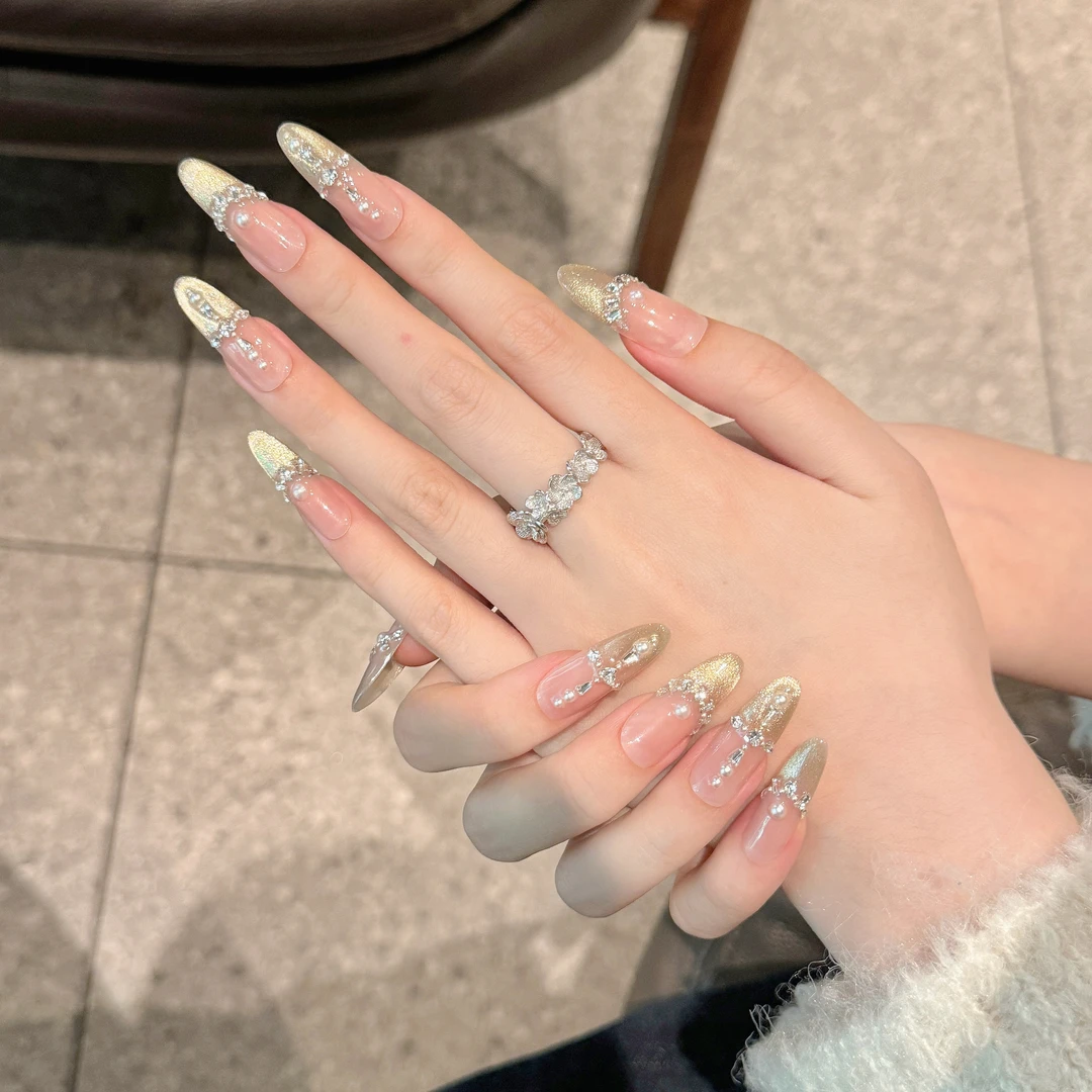 【橘糖梦境】爆闪猫眼纯手工穿戴甲可重复穿戴 十片装 时尚心动甲片