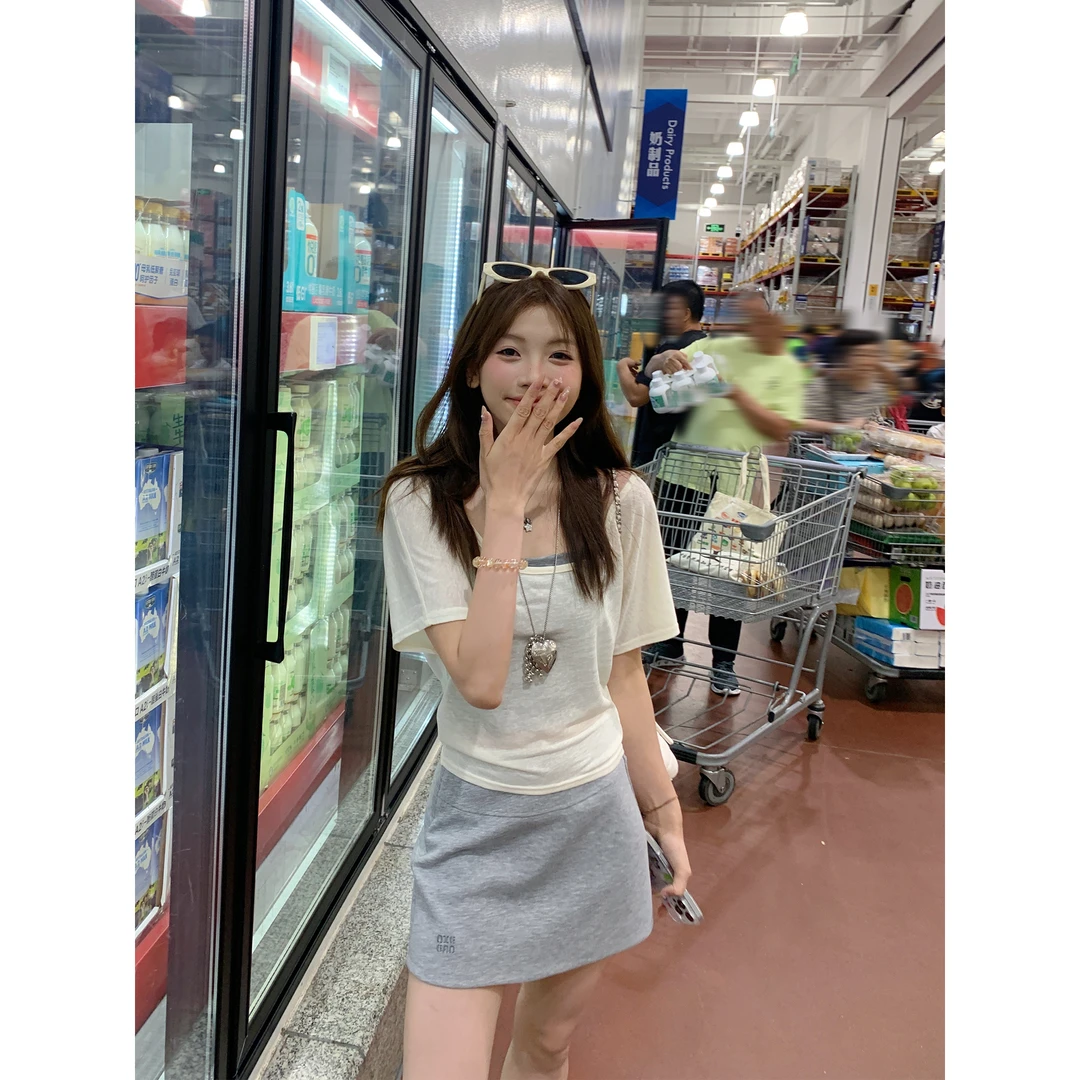 切糕自制【舒适一夏】小个子夏季时尚慵懒感通勤小众高腰显瘦半身裙