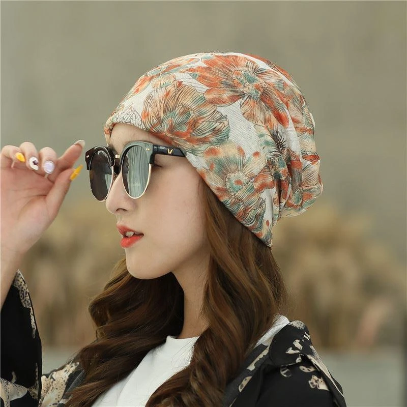 化疗后女士光头帽头巾女包头时尚纯棉遮白发帽子女薄春季专用秋天