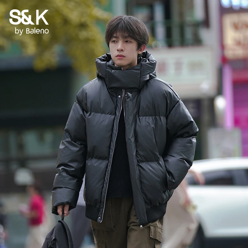 班尼路S&K冬季新款棉服男女同款潮牌加厚保暖面包服连帽防风外套