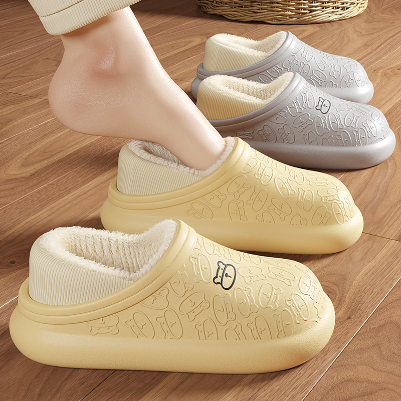 防水棉拖鞋女秋冬季2025新款踩屎感室内家居防滑毛绒家用包跟棉鞋